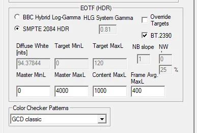 ColorHCFR settingsHDR