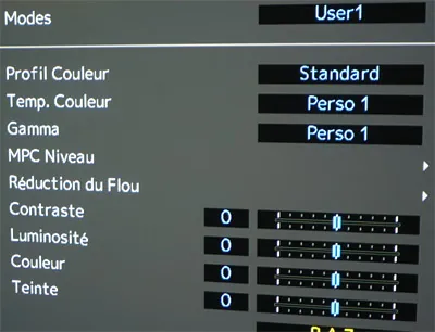 JVC luminosite contraste